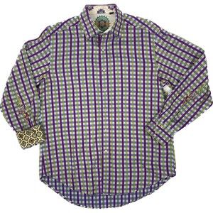 Robert Graham Sz L Plaid Button Up Shirt